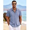 imageCOOFANDY Mens Linen Shirts Short Sleeve Casual Shirts Button Down Shirt for Men Beach Summer Wedding ShirtDenim Blue