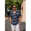 imageCOOFANDY Mens Linen Shirts Short Sleeve Casual Shirts Button Down Shirt for Men Beach Summer Wedding ShirtGesang Flower