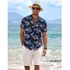 imageCOOFANDY Mens Linen Shirts Short Sleeve Casual Shirts Button Down Shirt for Men Beach Summer Wedding ShirtGesang Flower