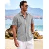 imageCOOFANDY Mens Linen Shirts Short Sleeve Casual Shirts Button Down Shirt for Men Beach Summer Wedding ShirtGrey