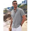 imageCOOFANDY Mens Linen Shirts Short Sleeve Casual Shirts Button Down Shirt for Men Beach Summer Wedding ShirtGrey