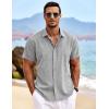 imageCOOFANDY Mens Linen Shirts Short Sleeve Casual Shirts Button Down Shirt for Men Beach Summer Wedding ShirtGrey