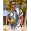 imageCOOFANDY Mens Linen Shirts Short Sleeve Casual Shirts Button Down Shirt for Men Beach Summer Wedding ShirtGreywhite Stripes