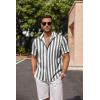imageCOOFANDY Mens Linen Shirts Short Sleeve Casual Shirts Button Down Shirt for Men Beach Summer Wedding ShirtGreywhite Stripes