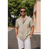imageCOOFANDY Mens Linen Shirts Short Sleeve Casual Shirts Button Down Shirt for Men Beach Summer Wedding ShirtKhaki