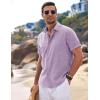imageCOOFANDY Mens Linen Shirts Short Sleeve Casual Shirts Button Down Shirt for Men Beach Summer Wedding ShirtLavender