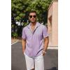 imageCOOFANDY Mens Linen Shirts Short Sleeve Casual Shirts Button Down Shirt for Men Beach Summer Wedding ShirtLavender
