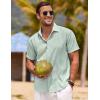 imageCOOFANDY Mens Linen Shirts Short Sleeve Casual Shirts Button Down Shirt for Men Beach Summer Wedding ShirtLeaf