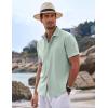 imageCOOFANDY Mens Linen Shirts Short Sleeve Casual Shirts Button Down Shirt for Men Beach Summer Wedding ShirtLeaf