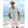 imageCOOFANDY Mens Linen Shirts Short Sleeve Casual Shirts Button Down Shirt for Men Beach Summer Wedding ShirtLeaf
