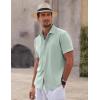 imageCOOFANDY Mens Linen Shirts Short Sleeve Casual Shirts Button Down Shirt for Men Beach Summer Wedding ShirtLeaf