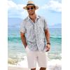 imageCOOFANDY Mens Linen Shirts Short Sleeve Casual Shirts Button Down Shirt for Men Beach Summer Wedding ShirtLeafgrey