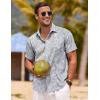 imageCOOFANDY Mens Linen Shirts Short Sleeve Casual Shirts Button Down Shirt for Men Beach Summer Wedding ShirtLeafgrey
