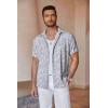 imageCOOFANDY Mens Linen Shirts Short Sleeve Casual Shirts Button Down Shirt for Men Beach Summer Wedding ShirtLeafgrey