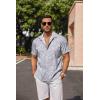 imageCOOFANDY Mens Linen Shirts Short Sleeve Casual Shirts Button Down Shirt for Men Beach Summer Wedding ShirtLeafgrey