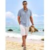 imageCOOFANDY Mens Linen Shirts Short Sleeve Casual Shirts Button Down Shirt for Men Beach Summer Wedding ShirtLight Denim Blue