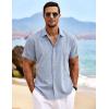 imageCOOFANDY Mens Linen Shirts Short Sleeve Casual Shirts Button Down Shirt for Men Beach Summer Wedding ShirtLight Denim Blue
