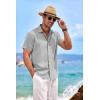 imageCOOFANDY Mens Linen Shirts Short Sleeve Casual Shirts Button Down Shirt for Men Beach Summer Wedding ShirtLight Grey
