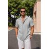 imageCOOFANDY Mens Linen Shirts Short Sleeve Casual Shirts Button Down Shirt for Men Beach Summer Wedding ShirtLight Grey