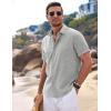 imageCOOFANDY Mens Linen Shirts Short Sleeve Casual Shirts Button Down Shirt for Men Beach Summer Wedding ShirtLight Grey
