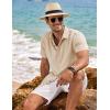 imageCOOFANDY Mens Linen Shirts Short Sleeve Casual Shirts Button Down Shirt for Men Beach Summer Wedding ShirtLight Khaki