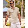 imageCOOFANDY Mens Linen Shirts Short Sleeve Casual Shirts Button Down Shirt for Men Beach Summer Wedding ShirtLight Khaki