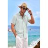 imageCOOFANDY Mens Linen Shirts Short Sleeve Casual Shirts Button Down Shirt for Men Beach Summer Wedding ShirtMint Blue