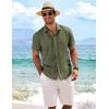 imageCOOFANDY Mens Linen Shirts Short Sleeve Casual Shirts Button Down Shirt for Men Beach Summer Wedding ShirtOlive Green