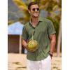 imageCOOFANDY Mens Linen Shirts Short Sleeve Casual Shirts Button Down Shirt for Men Beach Summer Wedding ShirtOlive Green