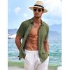 imageCOOFANDY Mens Linen Shirts Short Sleeve Casual Shirts Button Down Shirt for Men Beach Summer Wedding ShirtOlive Green