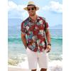 imageCOOFANDY Mens Linen Shirts Short Sleeve Casual Shirts Button Down Shirt for Men Beach Summer Wedding ShirtPhuket Sunset