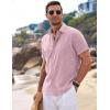imageCOOFANDY Mens Linen Shirts Short Sleeve Casual Shirts Button Down Shirt for Men Beach Summer Wedding ShirtPink