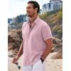 imageCOOFANDY Mens Linen Shirts Short Sleeve Casual Shirts Button Down Shirt for Men Beach Summer Wedding ShirtPink