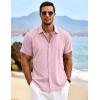 imageCOOFANDY Mens Linen Shirts Short Sleeve Casual Shirts Button Down Shirt for Men Beach Summer Wedding ShirtPink