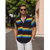 imageCOOFANDY Mens Linen Shirts Short Sleeve Casual Shirts Button Down Shirt for Men Beach Summer Wedding ShirtRainbow