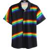 imageCOOFANDY Mens Linen Shirts Short Sleeve Casual Shirts Button Down Shirt for Men Beach Summer Wedding ShirtRainbow