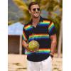 imageCOOFANDY Mens Linen Shirts Short Sleeve Casual Shirts Button Down Shirt for Men Beach Summer Wedding ShirtRainbow
