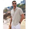imageCOOFANDY Mens Linen Shirts Short Sleeve Casual Shirts Button Down Shirt for Men Beach Summer Wedding ShirtStone