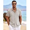imageCOOFANDY Mens Linen Shirts Short Sleeve Casual Shirts Button Down Shirt for Men Beach Summer Wedding ShirtStone