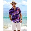 imageCOOFANDY Mens Linen Shirts Short Sleeve Casual Shirts Button Down Shirt for Men Beach Summer Wedding ShirtSunsetblue Purple