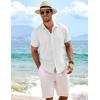 imageCOOFANDY Mens Linen Shirts Short Sleeve Casual Shirts Button Down Shirt for Men Beach Summer Wedding ShirtWhiteall White