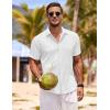 imageCOOFANDY Mens Linen Shirts Short Sleeve Casual Shirts Button Down Shirt for Men Beach Summer Wedding ShirtWhiteall White