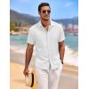imageCOOFANDY Mens Linen Shirts Short Sleeve Casual Shirts Button Down Shirt for Men Beach Summer Wedding ShirtWhiteall White