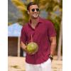 imageCOOFANDY Mens Linen Shirts Short Sleeve Casual Shirts Button Down Shirt for Men Beach Summer Wedding ShirtWine Red