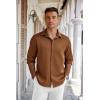 imageCOOFANDY Mens Long Sleeve Wrinkle Free Shirts Button Down Casual Stretch Dress ShirtBrown