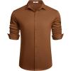 imageCOOFANDY Mens Long Sleeve Wrinkle Free Shirts Button Down Casual Stretch Dress ShirtBrown