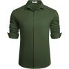 imageCOOFANDY Mens Long Sleeve Wrinkle Free Shirts Button Down Casual Stretch Dress ShirtDark Army Green