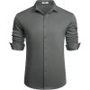 imageCOOFANDY Mens Long Sleeve Wrinkle Free Shirts Button Down Casual Stretch Dress ShirtDark Gray