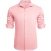 imageCOOFANDY Mens Long Sleeve Wrinkle Free Shirts Button Down Casual Stretch Dress ShirtDark Pink