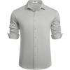 imageCOOFANDY Mens Long Sleeve Wrinkle Free Shirts Button Down Casual Stretch Dress ShirtLight Gray